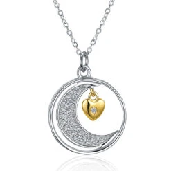 Simple Style Star Moon Sterling Silver Plating Zircon Pendant Necklace 1 Piece -Cheap Jewelry Store 1608401073943482368