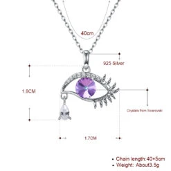 1 Piece Simple Style Eye Sterling Silver Plating Austrian Crystal Pendant Necklace -Cheap Jewelry Store 1608401175261089792