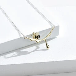 Simple Style Bee Sterling Silver Plating Necklace 1 Piece -Cheap Jewelry Store 1608401246362931200