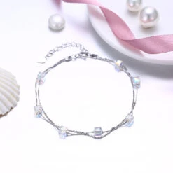 Simple Style Square Sterling Silver Plating Artificial Crystal Bracelets -Cheap Jewelry Store 1608401383520866304