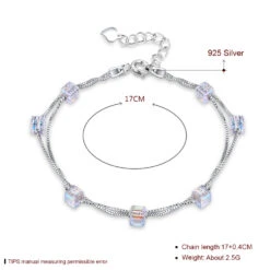 Simple Style Square Sterling Silver Plating Artificial Crystal Bracelets -Cheap Jewelry Store 1608401386779840512