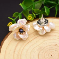 Retro Flower Pearl Plating Inlay Pearl Ear Studs 1 Pair -Cheap Jewelry Store 1608710797406638080