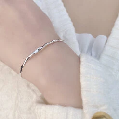 Simple Style Geometric Sterling Silver Polishing Bangle 1 Piece -Cheap Jewelry Store 1610116000215339008