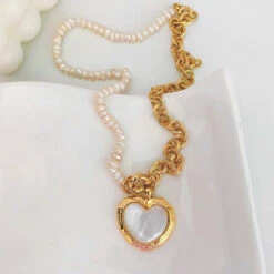 Fashion Heart Shape Pearl Copper Inlay Shell Pendant Necklace 1 Piece -Cheap Jewelry Store 1611173621873643520