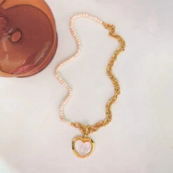 Fashion Heart Shape Pearl Copper Inlay Shell Pendant Necklace 1 Piece -Cheap Jewelry Store 1611173622272102400