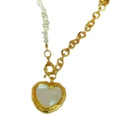 Fashion Heart Shape Pearl Copper Inlay Shell Pendant Necklace 1 Piece -Cheap Jewelry Store 1611173622284685312