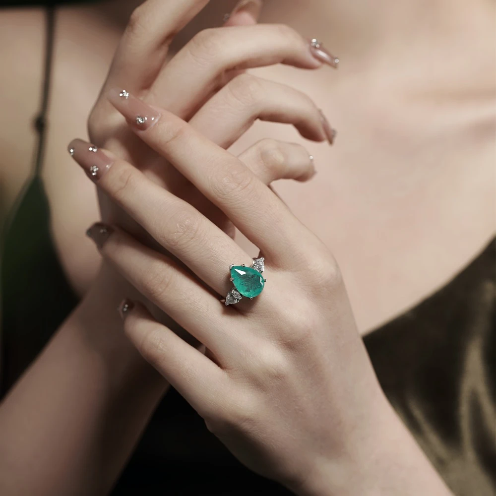 Glam Water Droplets Sterling Silver Plating Zircon Rings 4 Glam Water Droplets Sterling Silver Plating Zircon Rings - Image 2