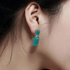 Luxurious Rectangle Sterling Silver Plating Zircon Drop Earrings 1 Pair -Cheap Jewelry Store 1612330719588257792