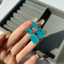 Luxurious Rectangle Sterling Silver Plating Zircon Drop Earrings 1 Pair -Cheap Jewelry Store 1612330721987399680 1