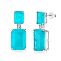 Luxurious Rectangle Sterling Silver Plating Zircon Drop Earrings 1 Pair -Cheap Jewelry Store 1612330724252323840