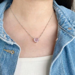Fashion Heart Shape Sterling Silver Plating Zircon Pendant Necklace -Cheap Jewelry Store 1612330765054513152