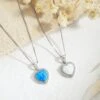 Elegant Heart Shape Sterling Silver Plating Opal Pendant Necklace -Cheap Jewelry Store 1612331446305951744