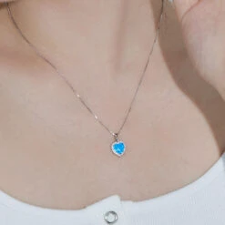 Elegant Heart Shape Sterling Silver Plating Opal Pendant Necklace -Cheap Jewelry Store 1612331450558976000