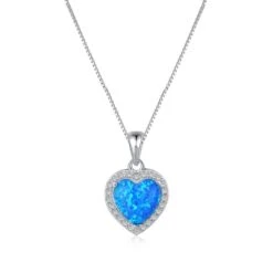 Elegant Heart Shape Sterling Silver Plating Opal Pendant Necklace -Cheap Jewelry Store 1612331456015765504