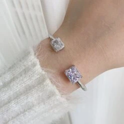 Simple Style Round Sterling Silver Inlay Zircon Bangle 1 Piece -Cheap Jewelry Store 1620705085577367552