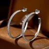 Fashion Solid Color Sterling Silver Hoop Earrings 1 Pair -Cheap Jewelry Store 1620705110600585216
