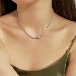 Simple Style Solid Color Sterling Silver Inlay Zircon Necklace 1 Piece -Cheap Jewelry Store 1620705255052414976