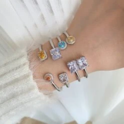 Simple Style Round Sterling Silver Inlay Zircon Bangle 1 Piece -Cheap Jewelry Store 1620705402226348032