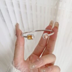 Simple Style Round Sterling Silver Inlay Zircon Bangle 1 Piece -Cheap Jewelry Store 1620705413374808064