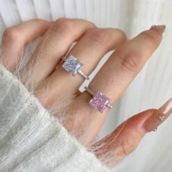 Simple Style Square Sterling Silver Inlay Zircon Rings 1 Piece -Cheap Jewelry Store 1620705564873068544