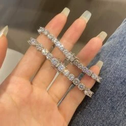 Simple Style Round Sterling Silver Inlay Zircon Bracelets 1 Piece -Cheap Jewelry Store 1620718472994623488