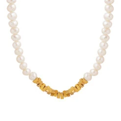 Elegant Geometric Freshwater Pearl Titanium Steel Necklace 1 Piece -Cheap Jewelry Store 1623485167077298176
