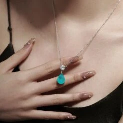 1 Piece Elegant Water Droplets Sterling Silver Inlay Zircon Pendant Necklace -Cheap Jewelry Store 1625342349943115776 1