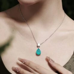 1 Piece Elegant Water Droplets Sterling Silver Inlay Zircon Pendant Necklace -Cheap Jewelry Store 1625342350266077184