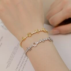 1 Piece Fashion MAMA Letter Sterling Silver Plating Zircon Bracelets -Cheap Jewelry Store 1625372448503500800