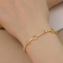 1 Piece Fashion MAMA Letter Sterling Silver Plating Zircon Bracelets -Cheap Jewelry Store 1625372449661128704