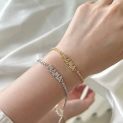 1 Piece Fashion MAMA Letter Sterling Silver Plating Zircon Bracelets -Cheap Jewelry Store 1625372725059129344 1