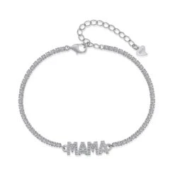 1 Piece Fashion MAMA Letter Sterling Silver Plating Zircon Bracelets -Cheap Jewelry Store 1625372733821030400