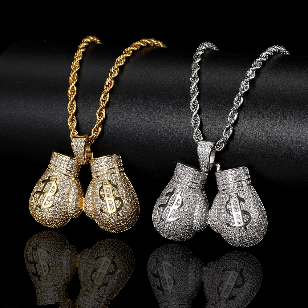 1 Piece Hip-Hop Boxing Gloves Copper Hollow Out Pendant Necklace 3 1 Piece Hip-Hop Boxing Gloves Copper Hollow Out Pendant Necklace