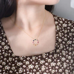 1 Piece Fashion Circle Sterling Silver Inlay Zircon Necklace -Cheap Jewelry Store 1626475085416239104