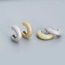 1 Pair Shiny C Shape Sterling Silver Inlay Zircon Ear Studs -Cheap Jewelry Store 1630137732581953536 1