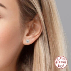 1 Pair Sweet Geometric Sterling Silver Plating Moissanite Ear Studs -Cheap Jewelry Store 1630813014125056000