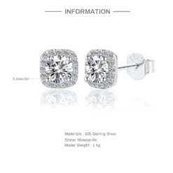 1 Pair Sweet Geometric Sterling Silver Plating Moissanite Ear Studs -Cheap Jewelry Store 1630813016687775744