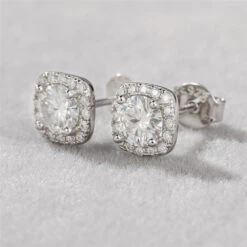 1 Pair Sweet Geometric Sterling Silver Plating Moissanite Ear Studs -Cheap Jewelry Store 1630813022073262080