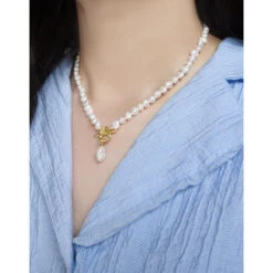 1 Piece Elegant Flower Pearl Sterling Silver Necklace -Cheap Jewelry Store 1630818543677345792