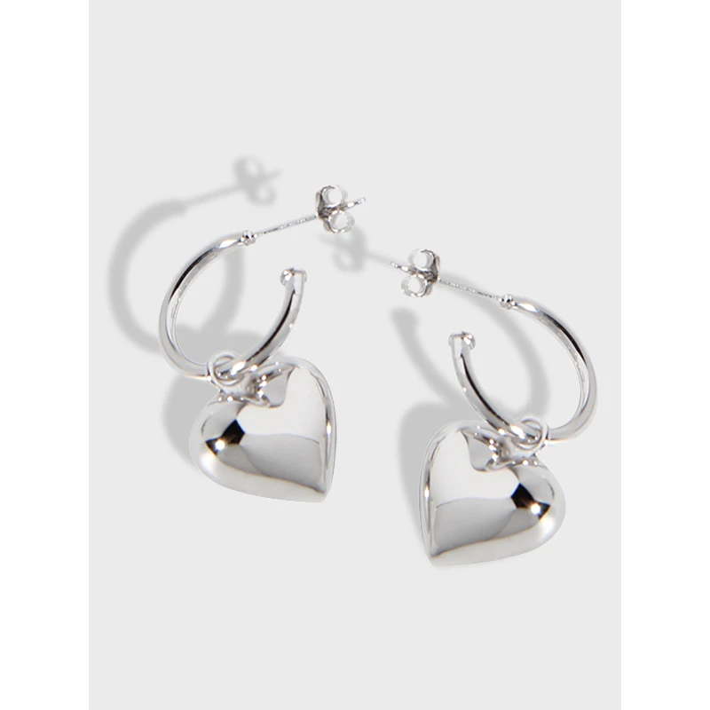1 Pair Fashion Heart Shape Sterling Silver Plating Drop Earrings 3 1 Pair Fashion Heart Shape Sterling Silver Plating Drop Earrings