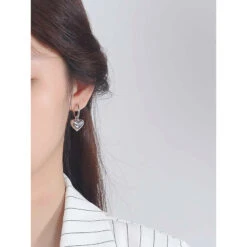 1 Pair Fashion Heart Shape Sterling Silver Plating Drop Earrings 12 1 Pair Fashion Heart Shape Sterling Silver Plating Drop Earrings -Cheap Jewelry Store 1630818926898319360
