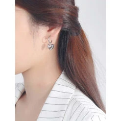 1 Pair Fashion Heart Shape Sterling Silver Plating Drop Earrings 10 1 Pair Fashion Heart Shape Sterling Silver Plating Drop Earrings -Cheap Jewelry Store 1630818937786732544