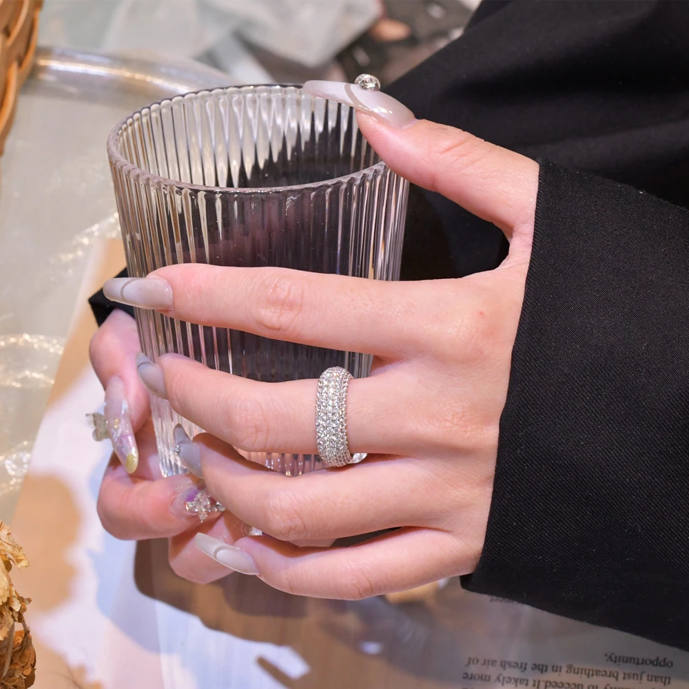 1 Piece Fashion Geometric Sterling Silver Inlay Zircon Rings 7 1 Piece Fashion Geometric Sterling Silver Inlay Zircon Rings - Image 5