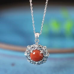 1 Piece Fashion Daisy Sterling Silver Inlay Artificial Gemstones Pendant Necklace -Cheap Jewelry Store 1631529442574733312