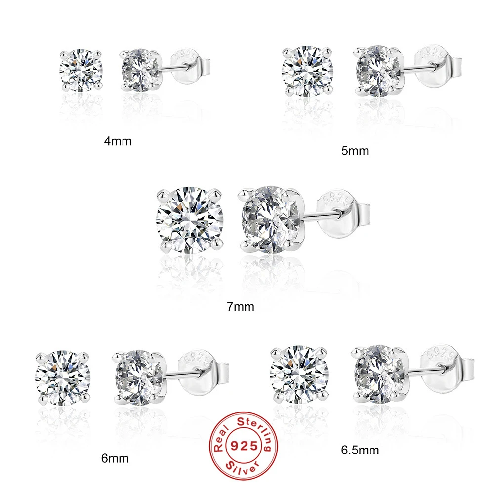 1 Pair Fashion Geometric Sterling Silver Inlay Zircon Ear Studs 8 1 Pair Fashion Geometric Sterling Silver Inlay Zircon Ear Studs - Image 6