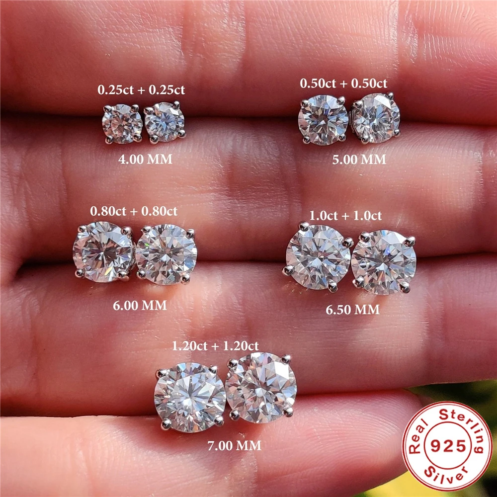 1 Pair Fashion Geometric Sterling Silver Inlay Zircon Ear Studs 4 1 Pair Fashion Geometric Sterling Silver Inlay Zircon Ear Studs - Image 2