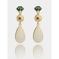 1 Pair Retro Water Droplets Sterling Silver Inlay Jade Drop Earrings 11 1 Pair Retro Water Droplets Sterling Silver Inlay Jade Drop Earrings -Cheap Jewelry Store 1632551657483145216