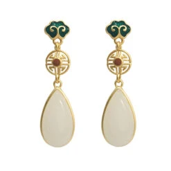 1 Pair Retro Water Droplets Sterling Silver Inlay Jade Drop Earrings 10 1 Pair Retro Water Droplets Sterling Silver Inlay Jade Drop Earrings -Cheap Jewelry Store 1632551659051814912