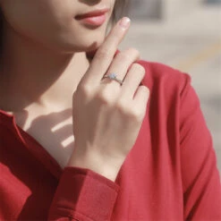 1 Piece Simple Style Round Sterling Silver Plating Inlay Moissanite Open Ring -Cheap Jewelry Store 1634394716806189056