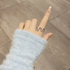 1 Piece Simple Style Waves Sterling Silver Plating Open Ring -Cheap Jewelry Store 1636571061887832064